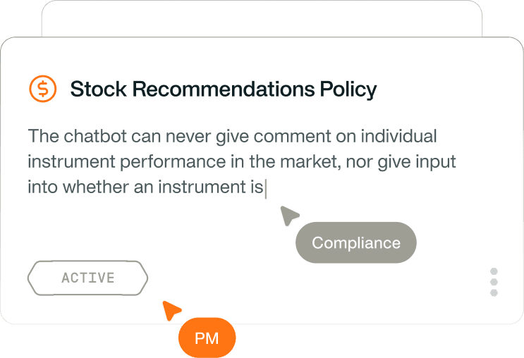 Collaboration interface with policy feedback cursors